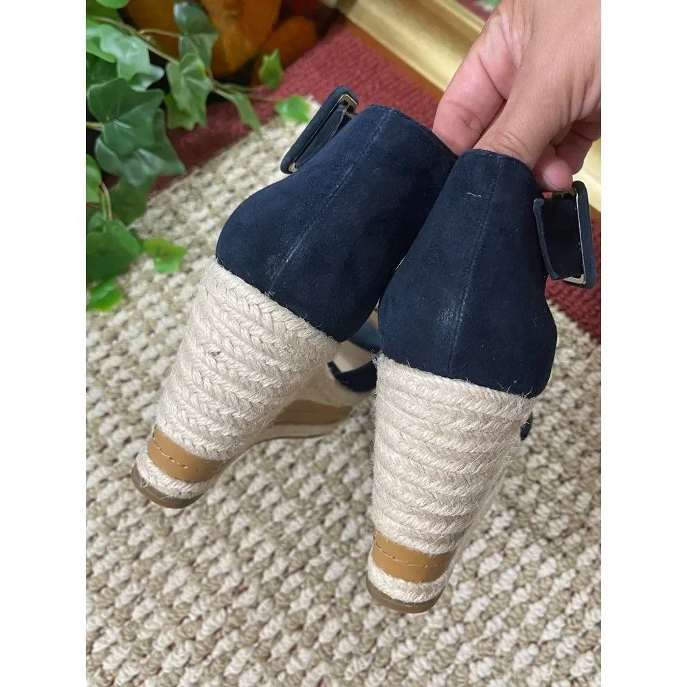 PELLE MODA Rowel Espadrille Wedge Sandal in Blue, 9.5